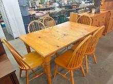 Pine Kitchen Table & 6 Chairs
