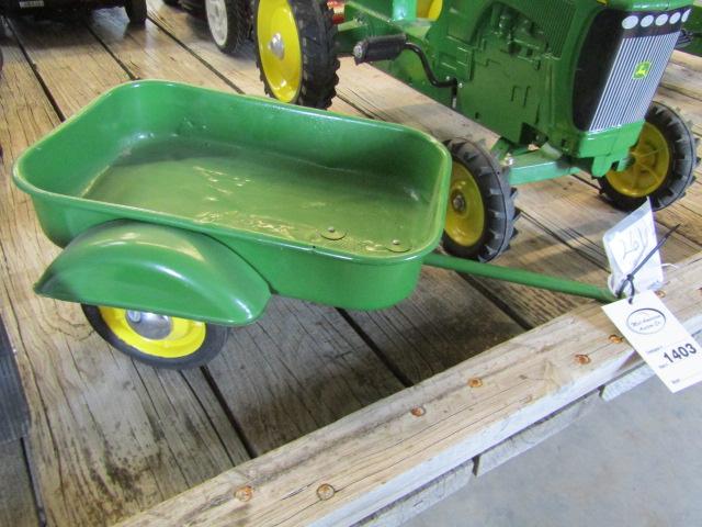 1403. 261-466. OLDER JD FLAIR FENDER TWO WHEEL TRAILER FOR PEDAL TRACTOR, R