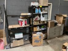 Shelves and Misc. materials - 2 racks, filing cabinet etc.