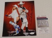 John Morrison & Taya Valkyrie Autographed Dual Signed 8x10 Photo JSA WWF WWE OVW AEW