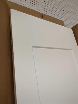 Painted Composite MDF 1 Panel Interior Barn Door Slab, White Primed. Comes in open box as is shown