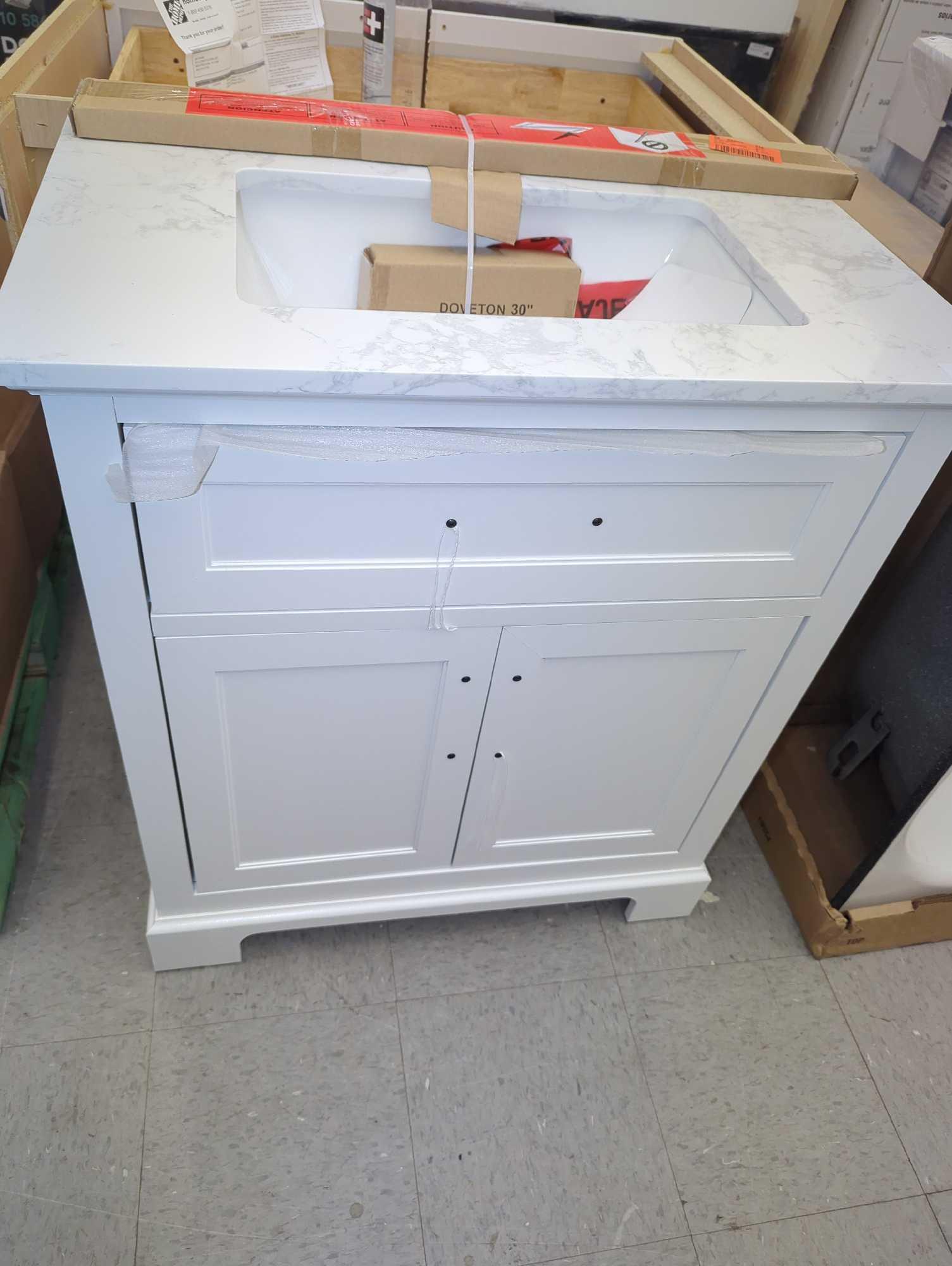 Home Decorators Collection Doveton 30 in. Single Sink Freestanding White Bath Vanity with White