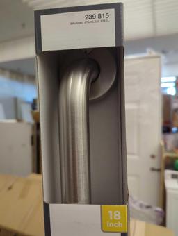 Glacier Bay 18 in. L x 3.1 in. ADA Compliant Grab Bar in Brushed Stainless Steel, MSRP 17.99
