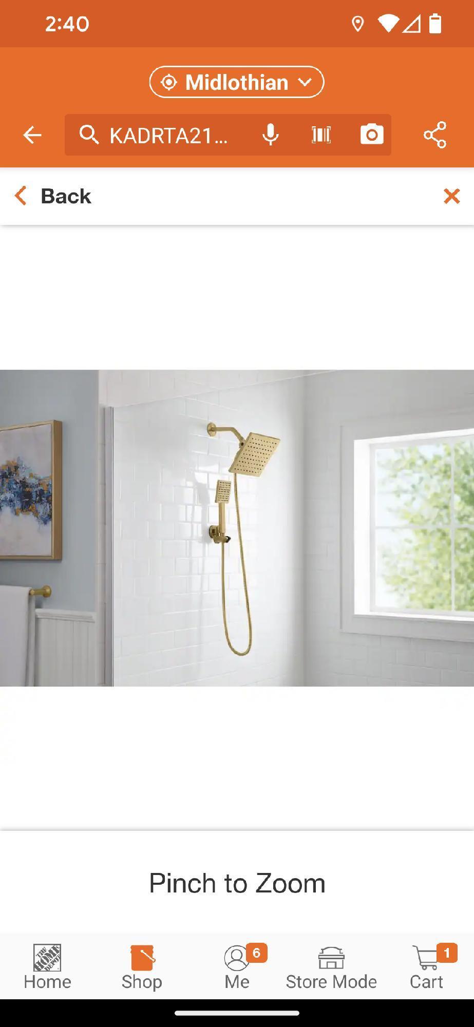 Glacier Bay Modern 1-Spray 7.9 in. Dual Tub Wall Mount Fixed and Handheld Shower Heads 1.8 GPM in