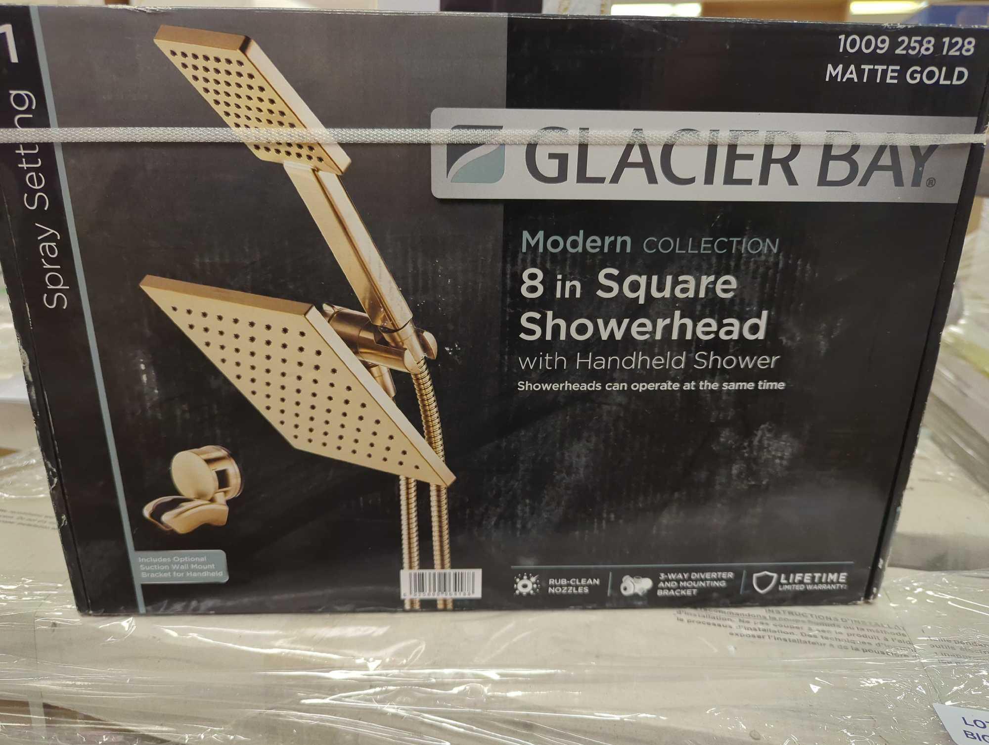 Glacier Bay Modern 1-Spray 7.9 in. Dual Tub Wall Mount Fixed and Handheld Shower Heads 1.8 GPM in