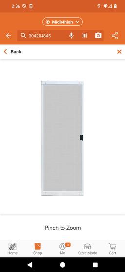 Screen Tight 30 in. x 80 in. Adjustable Fit White Metal Sliding Patio Screen Door, Model PSD30W, NO