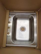 Glacier Bay 25 in. Drop in Single Bowl 20-Gauge Stainless Steel Kitchen Sink, Appears to be Used in