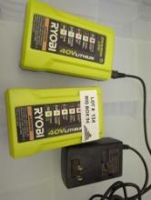 Lot of 2 RYOBI 40V Lithium-Ion Chargers with (1) USB Port, Retail Price $69/Each, Appears to be