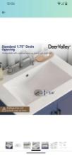 DeerValley DV-1V0097 Vanity Top Sink, 24"x18" Rectangular Drop In Bathroom Sink White Ceramic Vanity
