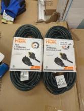 Lot of 2 HDX 55 ft. 16/3 Green Outdoor Extension Cord, Appears to be New in Factory Sealed Package
