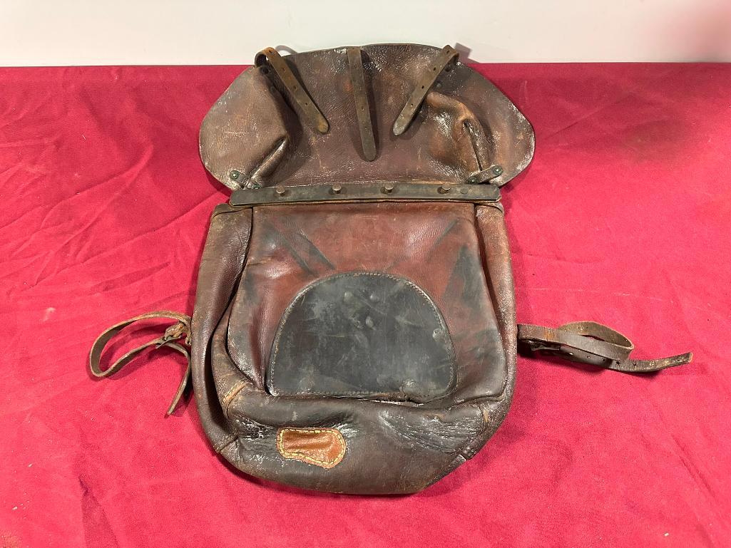 Early 20th Century Leather, Steel & Brass Tradesman's Equipment & Tool Bag 18in