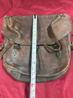 Early 20th Century Leather, Steel & Brass Tradesman's Equipment & Tool Bag 18in