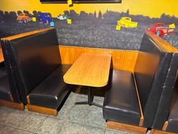 Bank of Restaurant Booths, 6 Stand Alone Booths w/ 3 Laminate Top Tables, 48in x 24in x 29-1/2in