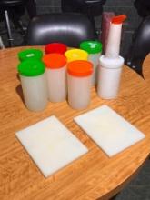 Juice Containers, Two Small Cutting Boards