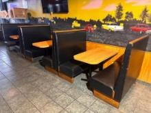 Bank of Restaurant Booths, 6 Stand Alone Booths w/ 3 Laminate Top Tables, 48in x 24in x 29-1/2in