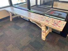 Painted Wood Bench, 7ft Long