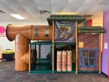 Indoor Tree House Climber w/ 2 Levels, Slide, 4 Steering Wheels, Convex Vision Areas, Heavy Bag
