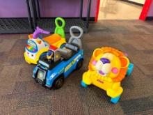 Three Kids Ride-On-Toys, Lion, Police Car and Car