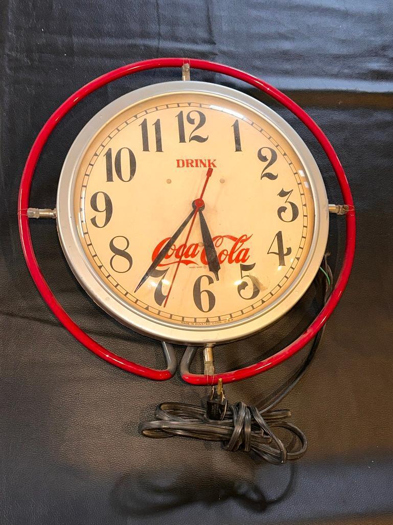 c. 1962 Edwards Synchromatic Clock 12in Vintage Neon Coca-Cola Clock