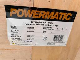 New in Crate, POWERMATIC 25in Dual Drum Sander, Model DDS225, 730lb, 5HP, 1ph, 230v