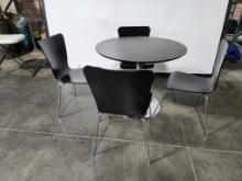 Contemporary Kitchen Table and Four Chair or Lobby Table, Black & Chrome, CLEAN