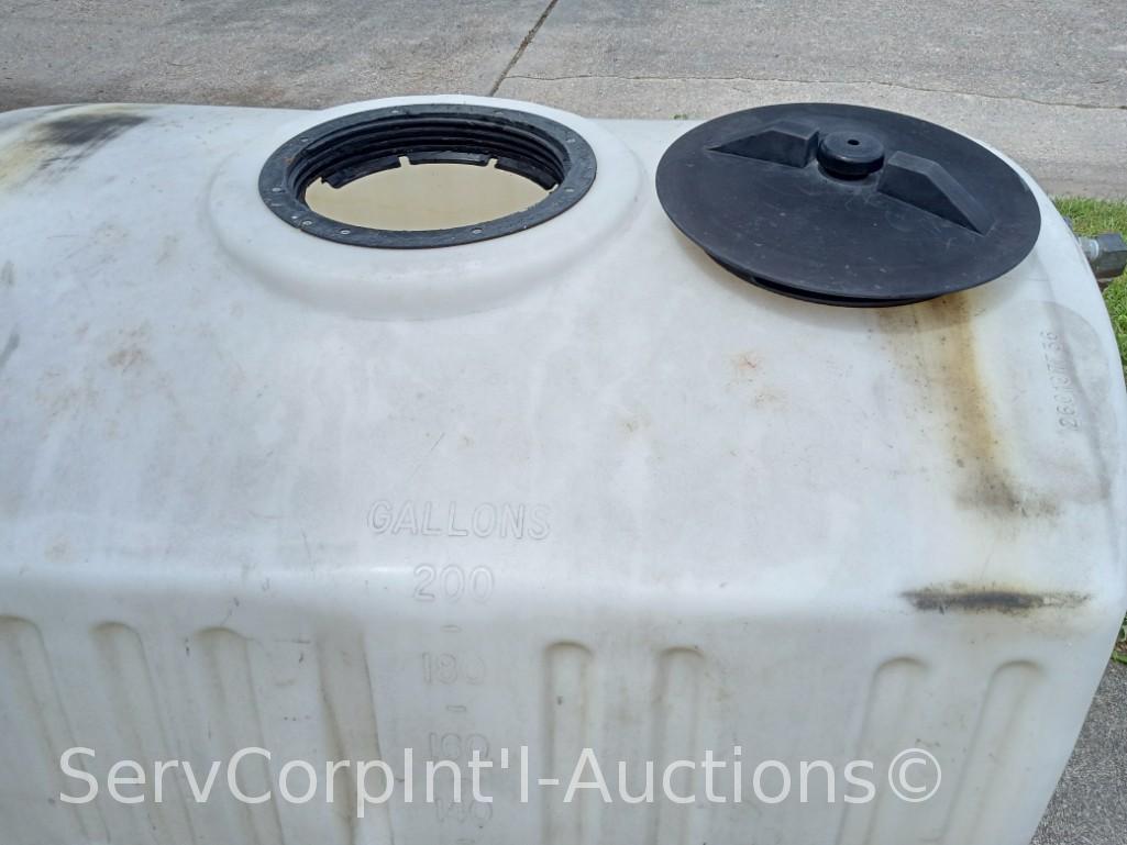 200-Gallon Horizontal Water/Chemical Tank, Manhole on top, Two inlets/outlets, Two Feet for