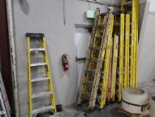 LOT: (1) 8' Fiberglass Ladder, (1) 6' Fiberglass Ladder, (1) 16' Fiberglass Extension Ladder
