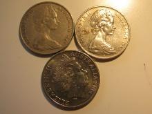 Foreign Coins:  Australia 1967, 82 & 2014 20 Cents