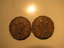Foreign Coins: 1941 (WWII) & 1942 (WWII) Great Britain 3 Pences