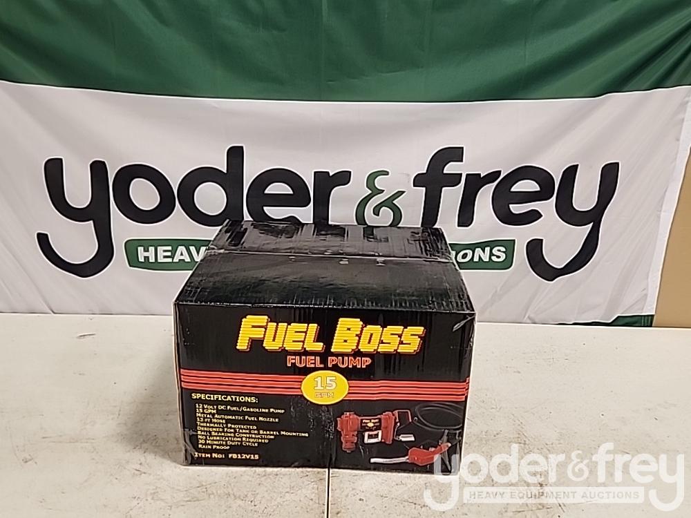Unused Fuel Boss 12V Portable Diesel Transfer Pump c/w 12' Hose and Nozzle, 15GPM