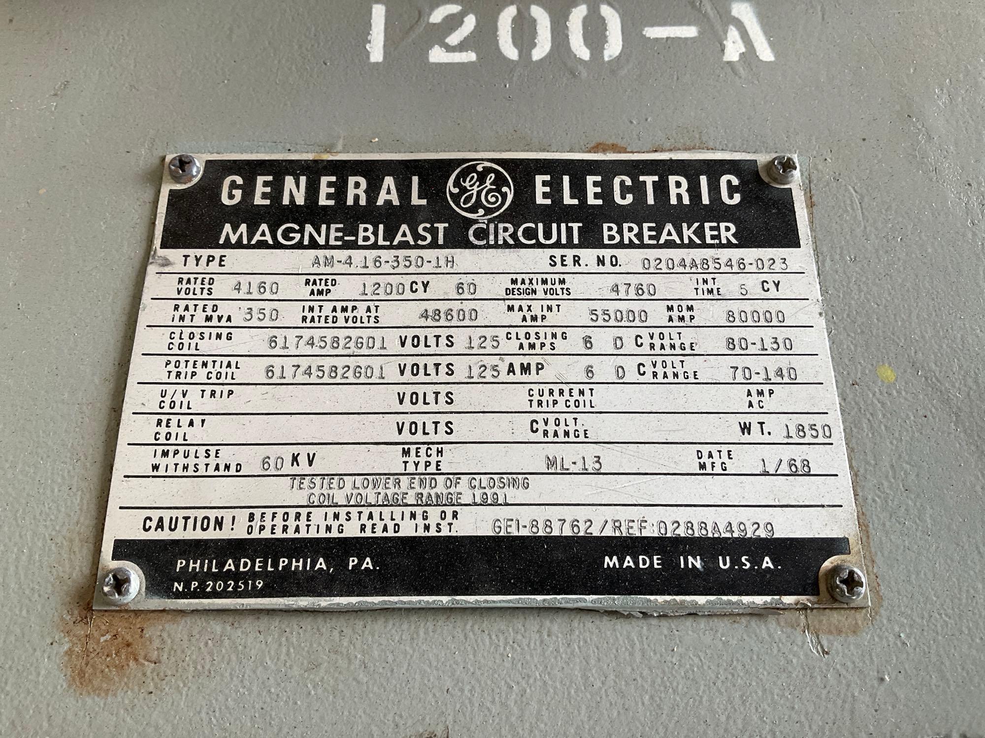 GE - GENERAL ELECTRIC MAGNE-BLAST CIRCUIT BREAKER, TYPE AM-4.16-350-2H, 60HZ, 1200 AMP