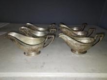 Six Vintage King Cole Silver Soldered Large Gravy Boats