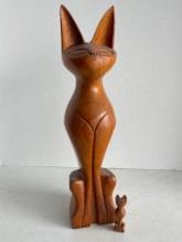 Pair of Vintage Wooden Cats