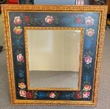 Hand Painted Gold Framed Beveled Mirror