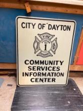 "City of Dayton Fire Dept. Station 1" Metal Sign