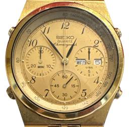 1980s Vintage Seiko Chronograph Quartz Gold