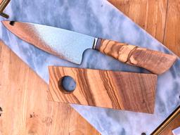 High End, Handmade, Professional Chef Knife, Wine Holder, Charcuterie Board Set