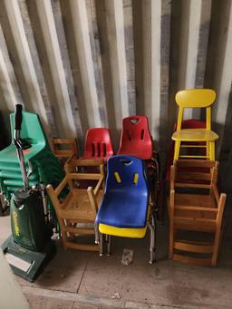 Assorted Children Chairs, (1) CleanMax Vacuum Cleaner