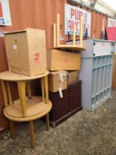 Group of Assorted Children's Toys, (3) Wooden Cabinet Storages, (4) Small Round Tables Plus