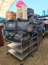 Group of Rolling Duffle Bags, (2) 3 Tier Stainless Steel Cart, (1) Doll High Chair, Plus
