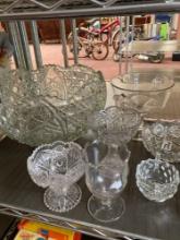 Glassware, large punch bowl and more