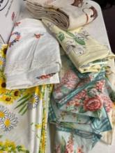 large quality, vintage fabric, lace, tablecloths napkins