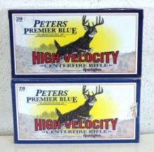 2 Full Boxes Peters Premier Blue High Velocity .308 Win. 165 gr. BTP Cartridges Ammunition...