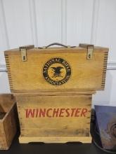 Wooden Boxes Two wooden decor or storage type boxes.  Larger National Rifle Assoc box along with woo