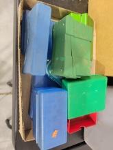 Small Plastic Ammo Boxes Small ammo storage boxes, various sizes and colors.