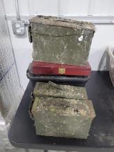 Plastic & Metal Ammo Cans Nice group of plastic and metal ammo cans, all look to be good.  They do h