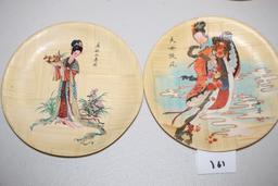 Bamboo Plates, Ma Ku The Beautiful, The Goddess Of Moon, The Immortal Peach