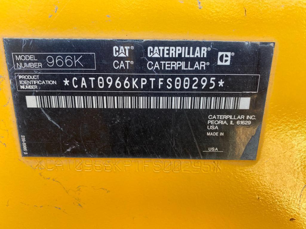 2012 Caterpillar 966K Wheel Loader, Pin No. CAT0966KPTFS00295