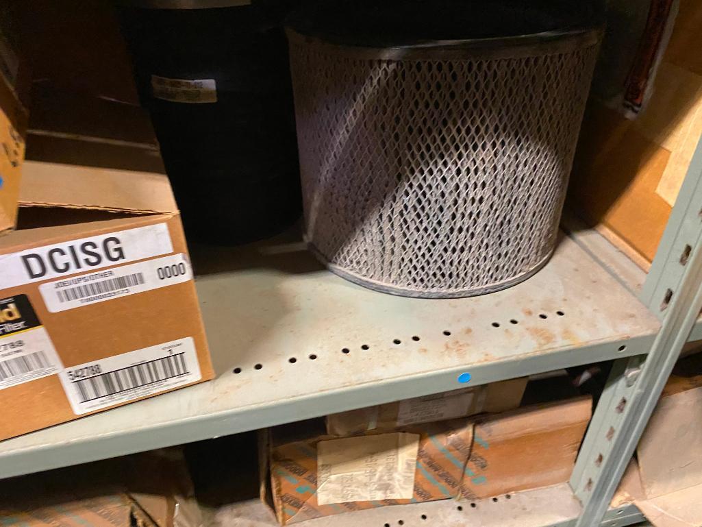 (14) Sections of Shelving & Contents of Filters, Belts, Plumbing, etc.