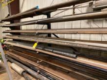 Cantilever Rack & Contents of Pipe, Angle Iron, & Tube Steel w/ Rack of Pipe & Allthread